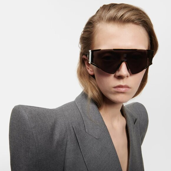 Balmain FLECHE BPS-138A-141 Women Sunglasses Titanium Gold Grey Mirror Mask - Picture 13 of 14